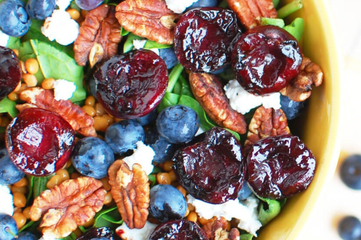 BBQ Balsamic Grilled Cherries with Goat's Cheese Salad