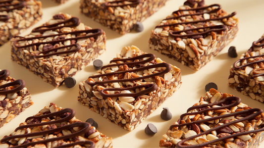 Make-Ahead Banana, Oat and Almond Butter Breakfast Bars with Dark Chocolate and Seeds