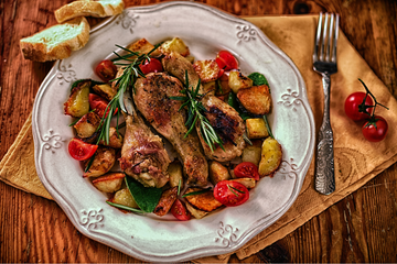 Sheet Pan Honey Mustard Chicken with Roasted Tomatoes, Sweetcorn and New Potatoes