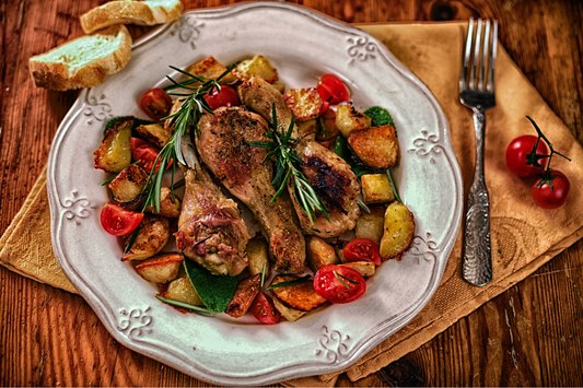 Sheet Pan Honey Mustard Chicken with Roasted Tomatoes, Sweetcorn and New Potatoes