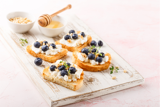 Summer Blueberry and Whipped Ricotta Crostini