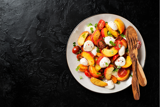 Summer Peach & Tomato Caprese Salad with Balsamic Reduction