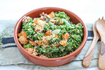 simple vegan roast sweet potato quinoa and kale salad
