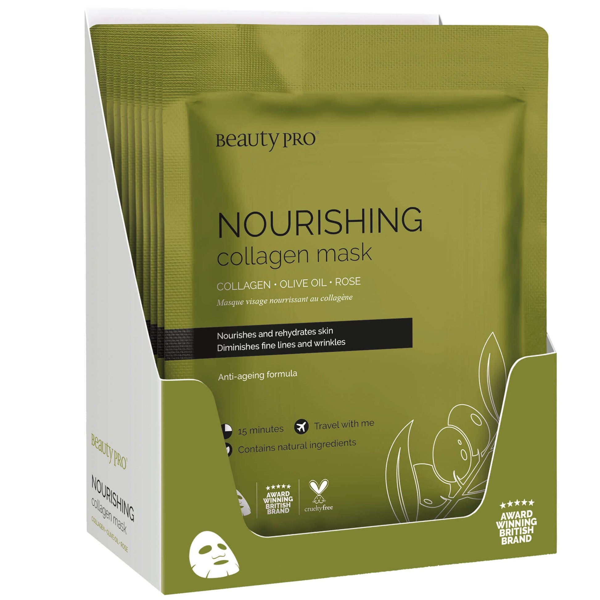 BeautyPro Nourishing Collagen Sheet Mask & Squalene Serum Skincare Bundle