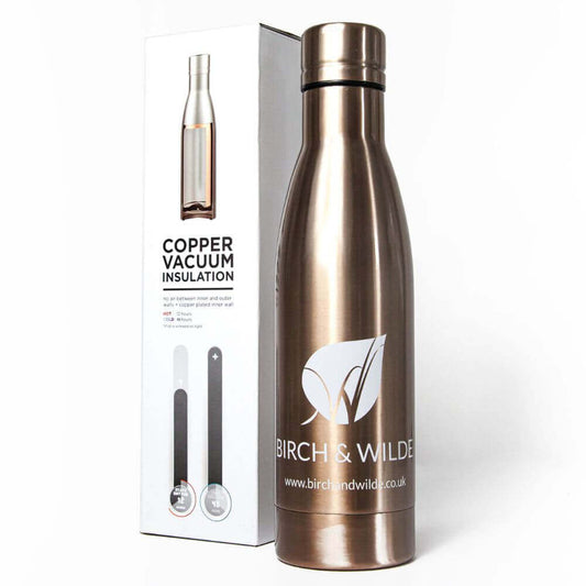 Reusable Drink or Sports Water Bottle | Vacuum Insulated Hot and Cold Drinks | Rose Gold | 600ml