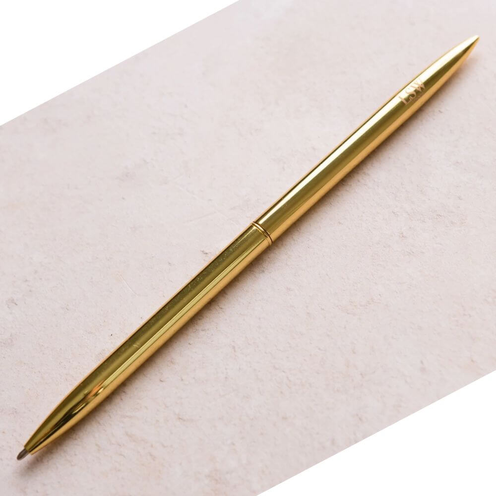 LSW London Gold Ballpoint Pen for Journaling (Black Ink)