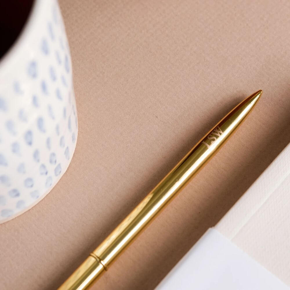 LSW London Gold Ballpoint Pen for Journaling (Black Ink)