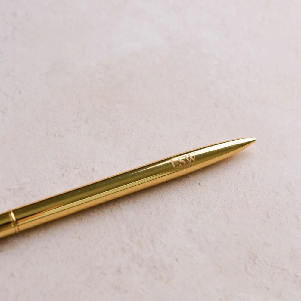 LSW London Gold Ballpoint Pen for Journaling (Black Ink)