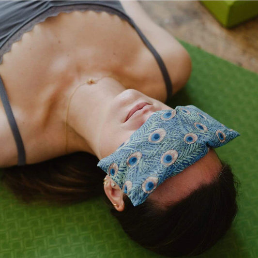 Eye Pillow for Relaxation Aromatherapy Natural Lavender | Peacock Feather Pattern